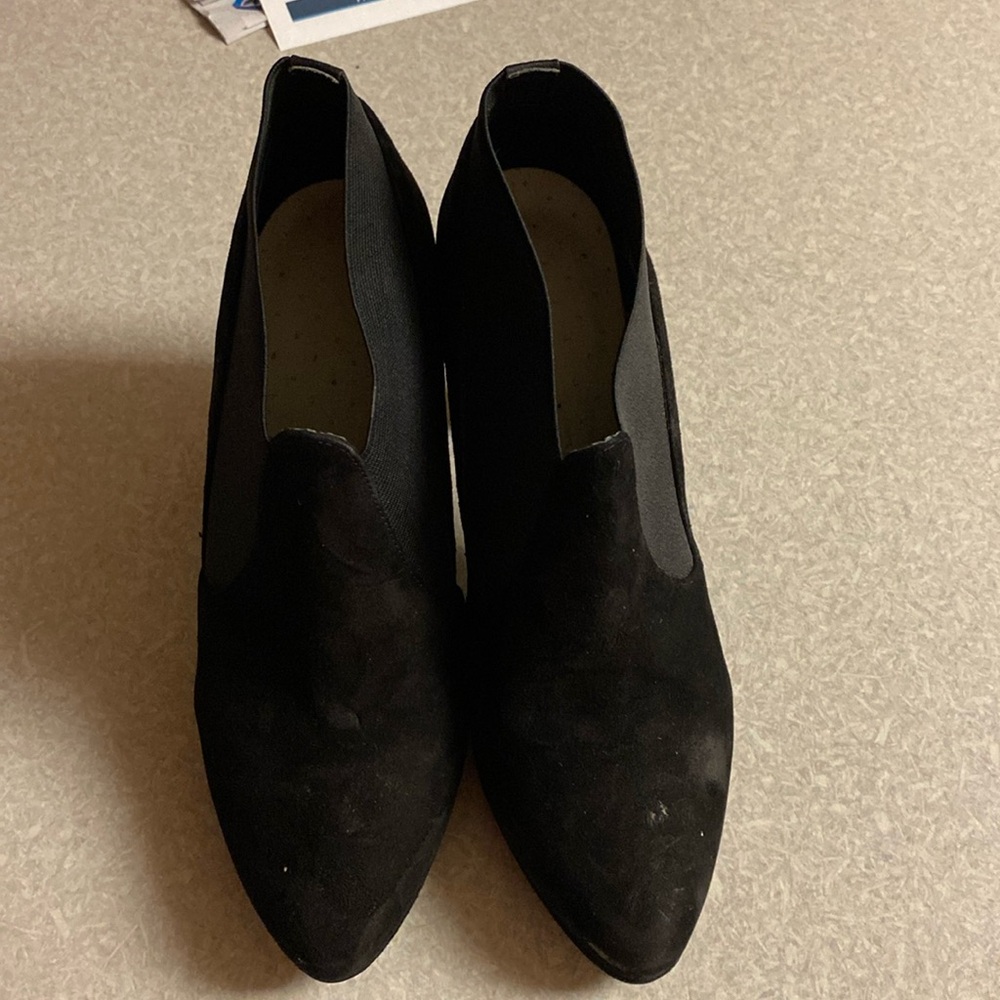 Ladies suede black dress booties with heel